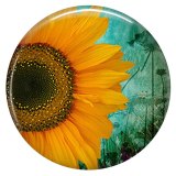 20MM Sunflower Painted enamel metal C5863 print snaps jewelry