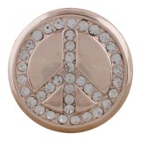 20MM peace snap rose-gold plated with white rhinestone KC5659 snaps jewelry