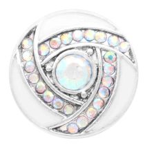 20MM snap Silver Plated with white Rhinestone enamel KC7796 snaps jewelry