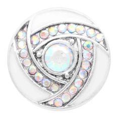 20MM snap Silver Plated with white Rhinestone enamel KC7796 snaps jewelry