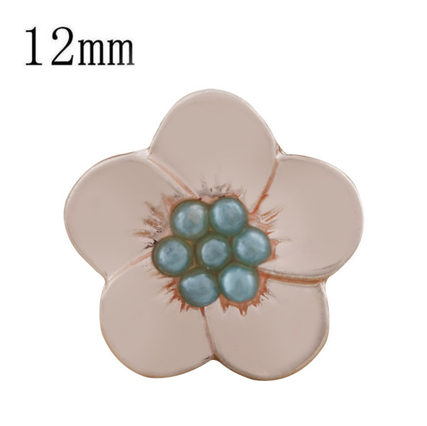 12MM Flower snap Rose Gold Plated with green beads KS9707-S snaps jewelry