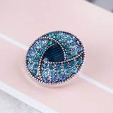 20MM Round snap Antique Silver Plated with cyan rhinestones KC6020 snaps jewelry