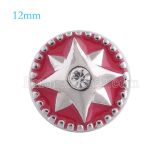 12mm round snaps Silver Plated with rhinestone and red Enamel KS5099-S snap jewelry