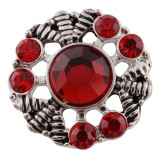 20MM design snap button Antique Silver Plated with red Rhinestone KC9726 snap jewelry
