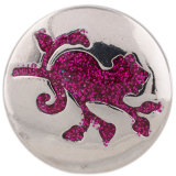 20MM cat round snap silver plated with rose-red Enamel KC7430 purple