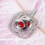 20MM Round snap  silver plated DS5065 with red and clear Rhinestone interchangeable snaps jewelry