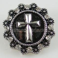 20MM Cross snap Antique Silver Plated with rhinestone KB8719 snaps jewelry