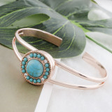 20MM round Rose Gold Plated with cyan Turquoise and rhinestone KC7536 cyan