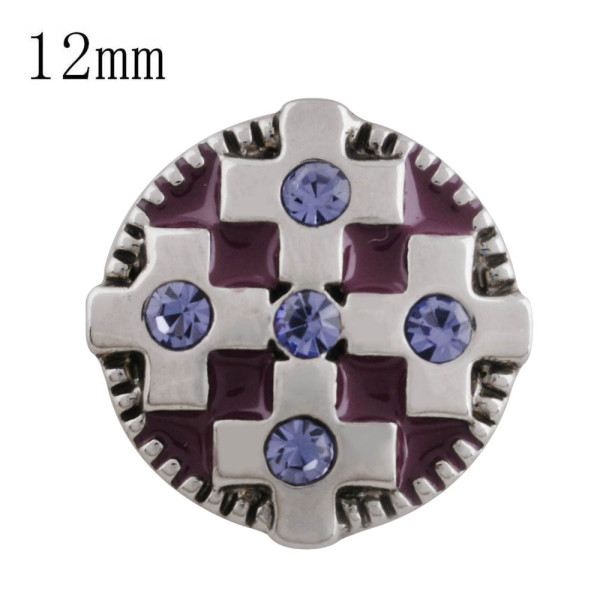 12MM cross snap with purple Rhinestone and purple Enamel KS5207-S interchangeable snaps jewelry