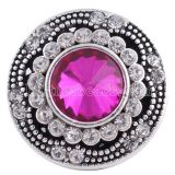 20MM snap round Antique silver plated with rose-red rhinestones  KC6283 interchangable snaps jewelry
