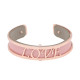 Copper Bangle with real leather Pink/gray double side TA7027