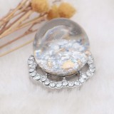 23MM Glossy Spherical opal white Amber snap Silver Plated with Rhinestone KC7969 snaps jewelry