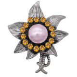 20MM Flowers design snap  Plated pearl KC7999 snaps jewelry