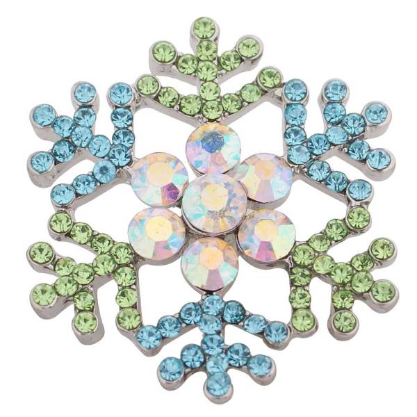20MM Christmas snow flake snap Silver Plated with  Rhinestone KC8772 snaps jewelry