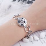 20MM owl snap silver Antique plated with white rhinestone and Enamel KC5423 snaps jewelry