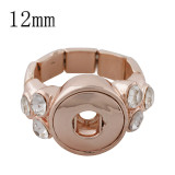 12MM snaps adjustable rose gold Ring with Rhinestone KS1190-S snaps jewelry