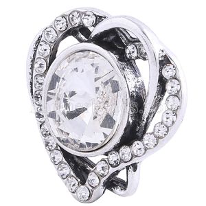 20MM Loveheart snap Antique Silver plated with white Rhinestone KC6245 snaps jewelry