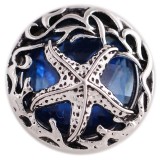 20MM sealife snap silver Antique plated with deep blue Rhinestone KC6349 snaps jewelry