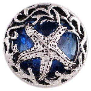 20MM sealife snap silver Antique plated with deep blue Rhinestone KC6349 snaps jewelry