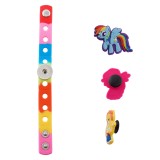 18cm kid junior style bracelet with 15mm width pink silicone stretch fit 20mm snap button