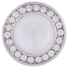 20MM Round snap Silver Plated with clear rhinestone and white Opal KB6058 snaps jewelry