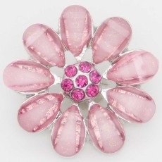 20MM flower snap with pink rhinestones  KC6880 snaps jewelry