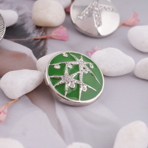 20MM Starry sky snap silver Antique plated with green enamel KC5262 snaps jewelry