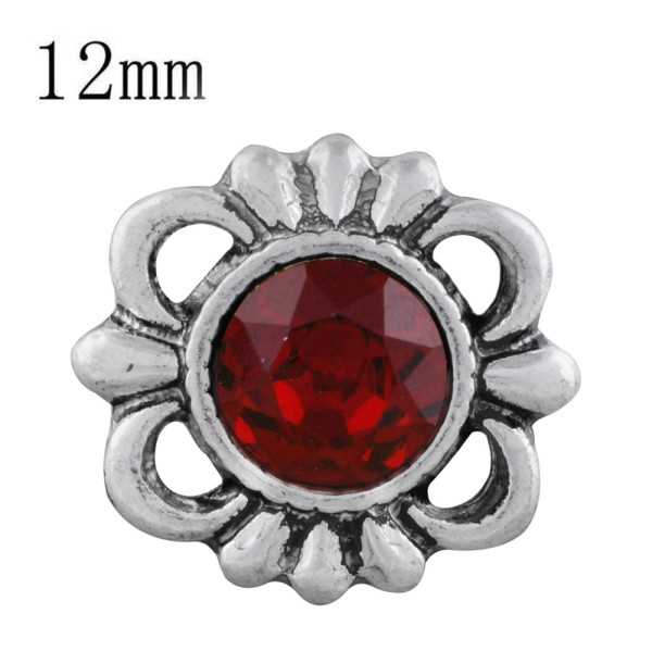 12MM design snap sliver plated with red Rhinestone KS6299-S snaps jewelry