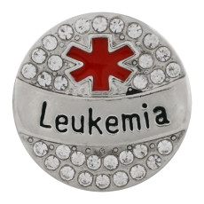 20MM Medical Alert leukemia snap Silver Plated with white rhinestone and enamel KC9819 snaps jewelry