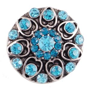 20MM round snap Antique Silver Plated with cyan rhinestone  KC7042 snap jewelry