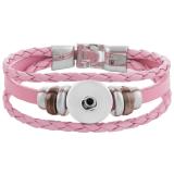 20CM Pink leather bracelets fit 18MM snaps chunks