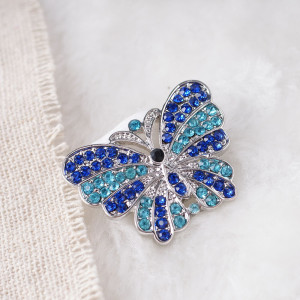 20MM butterfly snaps with blue rhinestone KB7046 snaps jewelry