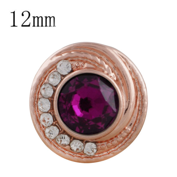 12MM round Rose Gold Plated with rose rhinestone KS6285-S snaps jewelry