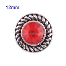 12mm Small size snaps with red Rhinestone for chunks jewelry