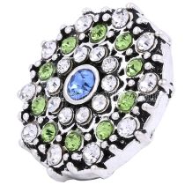 20MM round snap silver plated with green rhinestones KC8641 interchangable snaps jewelry