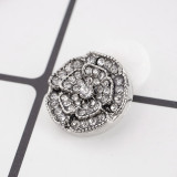 20MM Flower snap Silver Plated with white rhinestones KB7552 interchangeable snaps jewelry