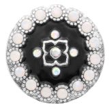 20MM round snap silver Plated with black Rhinestones KC7804 snaps jewerly