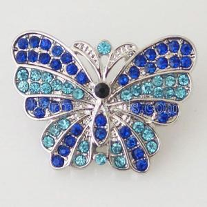 20MM butterfly snaps with blue rhinestone KB7046 snaps jewelry