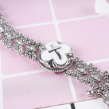 20MM Cross  snap  silver plated DS5081 with white Enamel interchangeable snaps jewelry