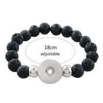 10 mm black lava bead snap bracelet could hold essential oils & perfume Fit 20mm snaps chunks KB4585