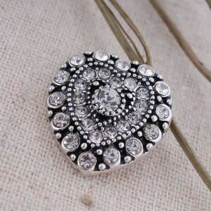 20MM Love snap  Antique Silver Plated with white rhinestone KC7146 snaps jewelry