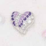 20MM love  Butterfly snap Silver Plated with rhinestone and purple enamel KC7910 snaps jewelry