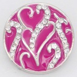 20MM round snap Silver Plated with rhinestone and rose enamel KC6804 snaps jewelry