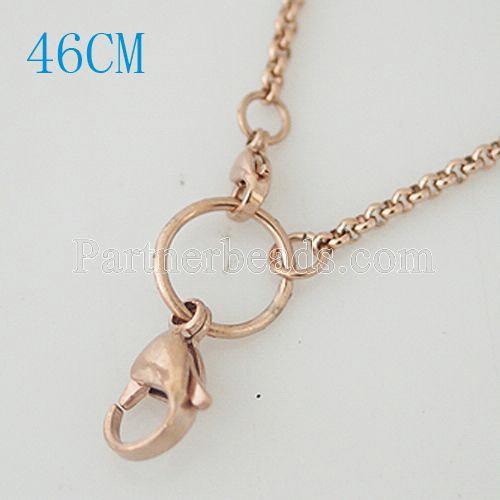 46CM  Rose Gold Stainless steel necklace chain for id cards holder or floating locket