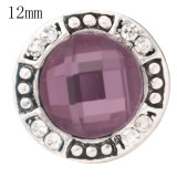 12MM design snap antique sliver Plated with purple Rhinestone KS6360-S snap jewelry