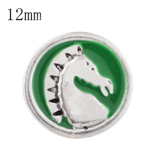 12mm Horse Small size with green enamel snaps for chunks jewelry
