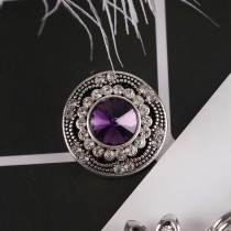 20MM snap round silver plated with purple rhinestones  KC6282 interchangable snaps jewelry