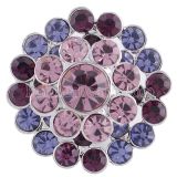 20MM Flower snap silver plated KC5210 with Gradient purple Rhinestones interchangeable snaps jewelry