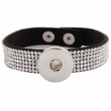 1 buttons Black leather KC0240 with Rhinestones new type bracelets Button removable fit 20mm snaps chunks