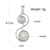 snap sliver Pendant with rhinestone fit 12MM snaps style jewelry KS1225-S